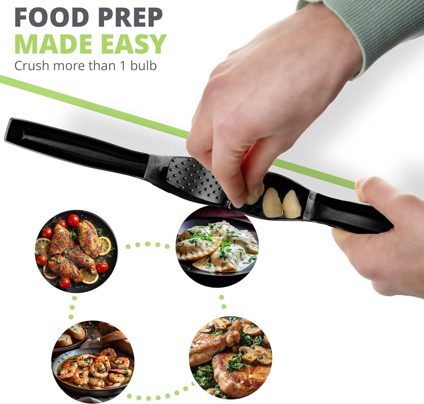 Premium Zinc Alloy Garlic Crusher Matt Black Garlic Press