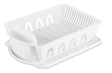 Sink & Drainboard Set | White Kitchen Dish Drying Rack for Plates, Cups & Silverware